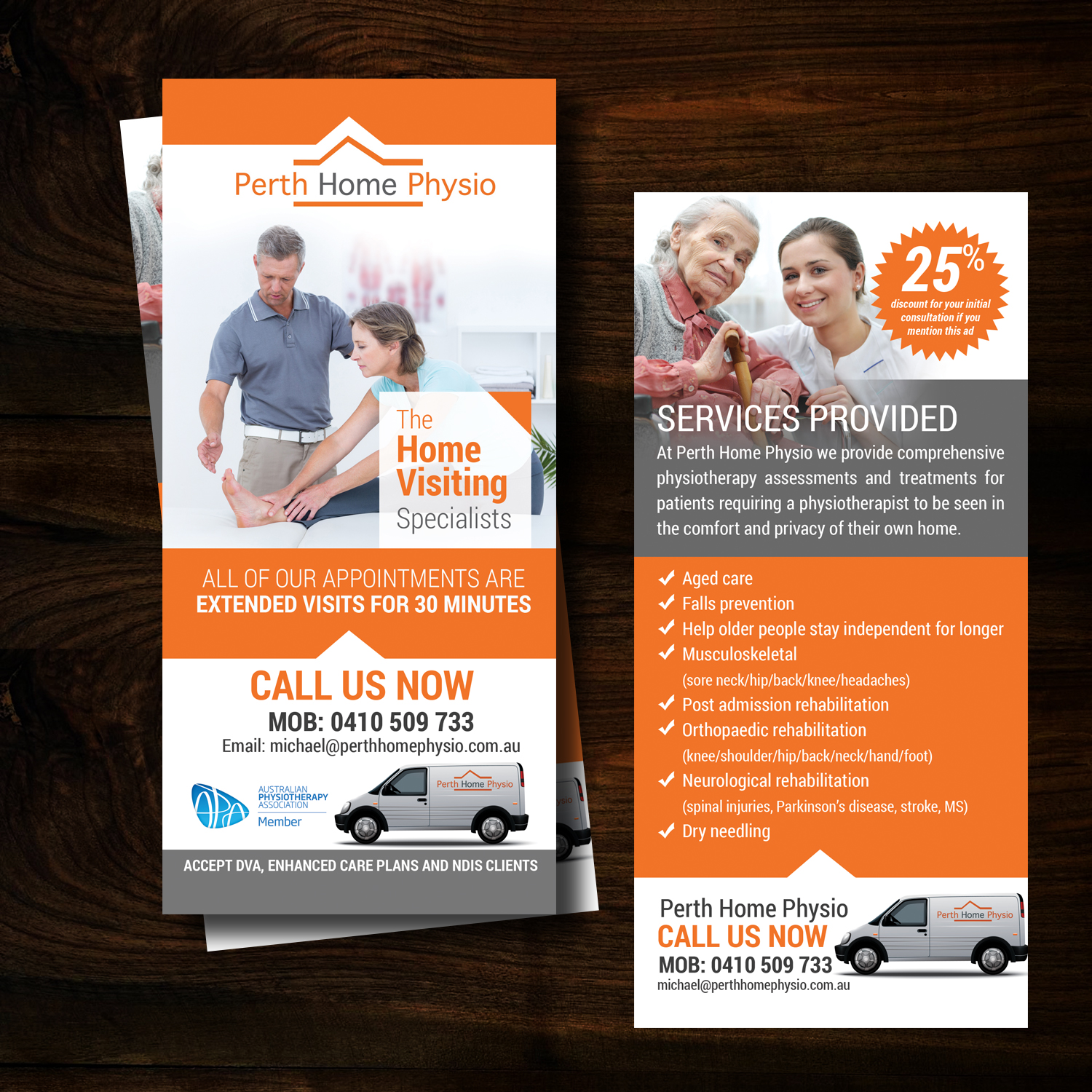 Diseño de Flyer por uk para Perth Home Physio | Diseño #14066038