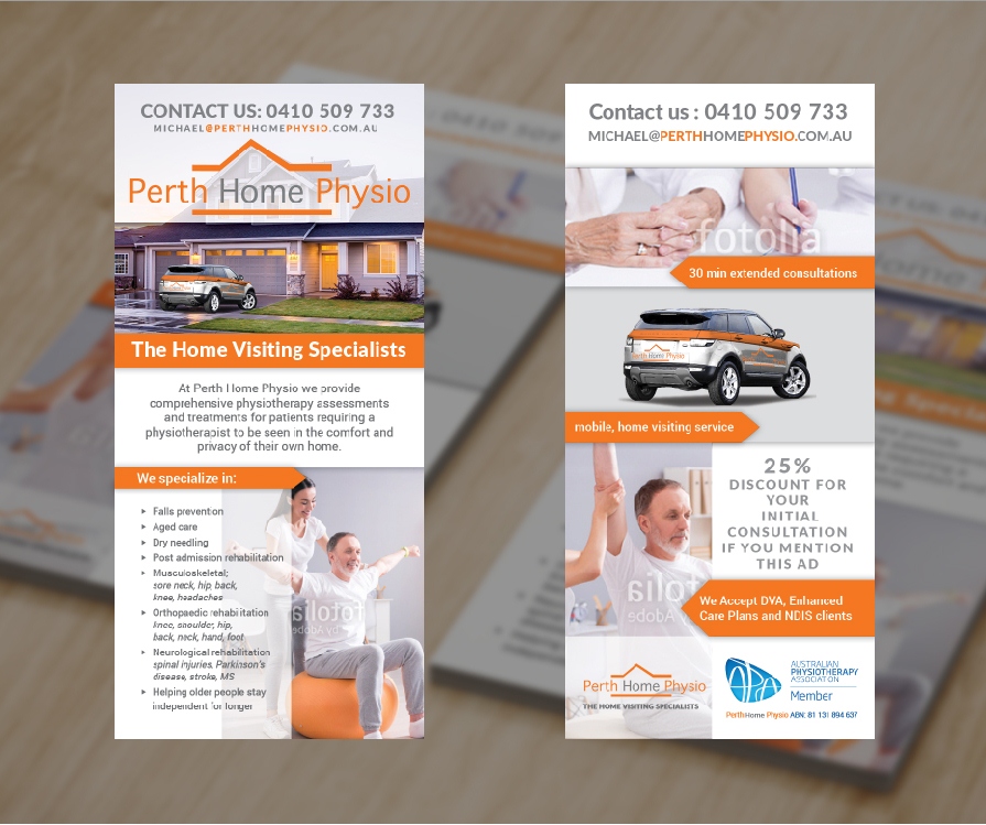 Diseño de Flyer por Melanie para Perth Home Physio | Diseño #14049796