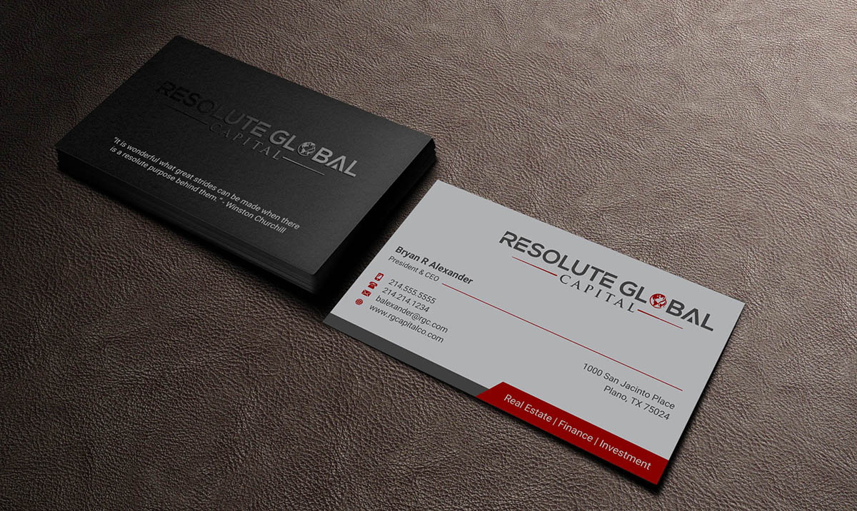 Visitenkarten-Design von INDIAN_Ashok für resolute global capital | Design #14014002