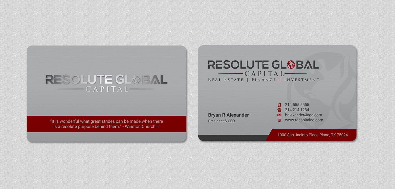 Visitenkarten-Design von INDIAN_Ashok für resolute global capital | Design #14014003