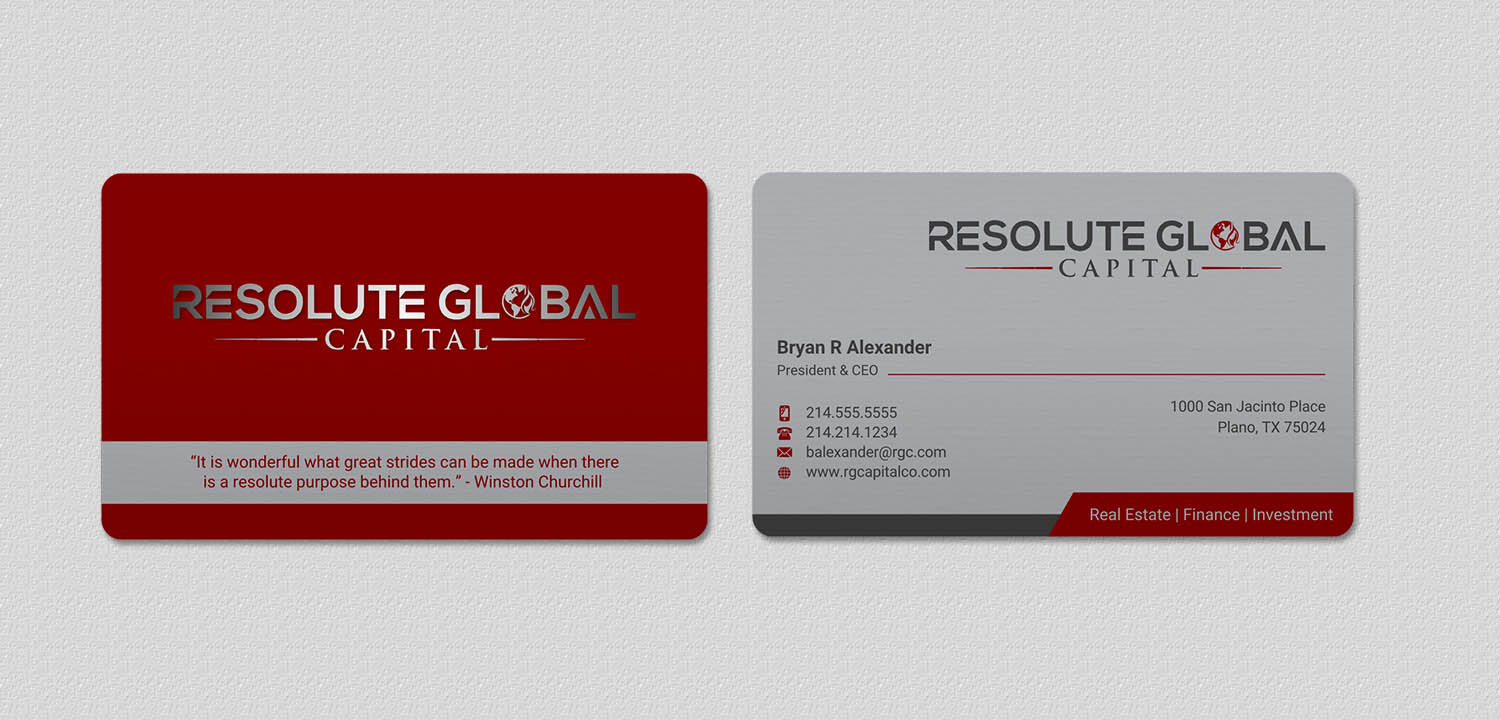 Diseño de Tarjeta de Presentación por INDIAN_Ashok para resolute global capital | Diseño #14014009