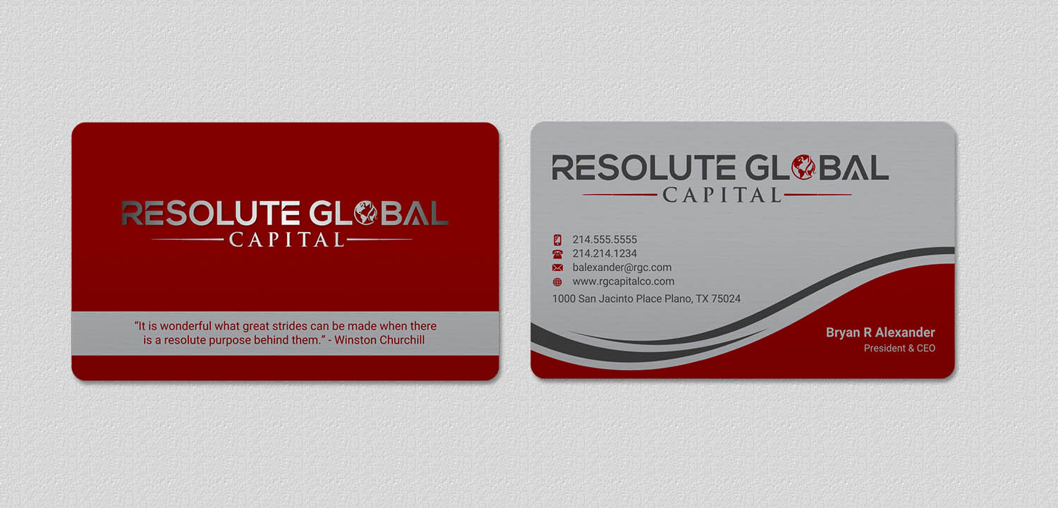 Diseño de Tarjeta de Presentación por INDIAN_Ashok para resolute global capital | Diseño #14014012