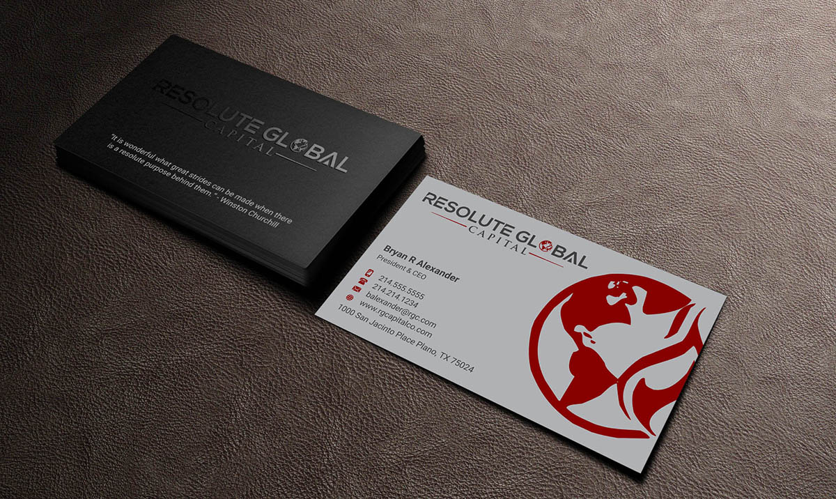 Diseño de Tarjeta de Presentación por INDIAN_Ashok para resolute global capital | Diseño #14014013