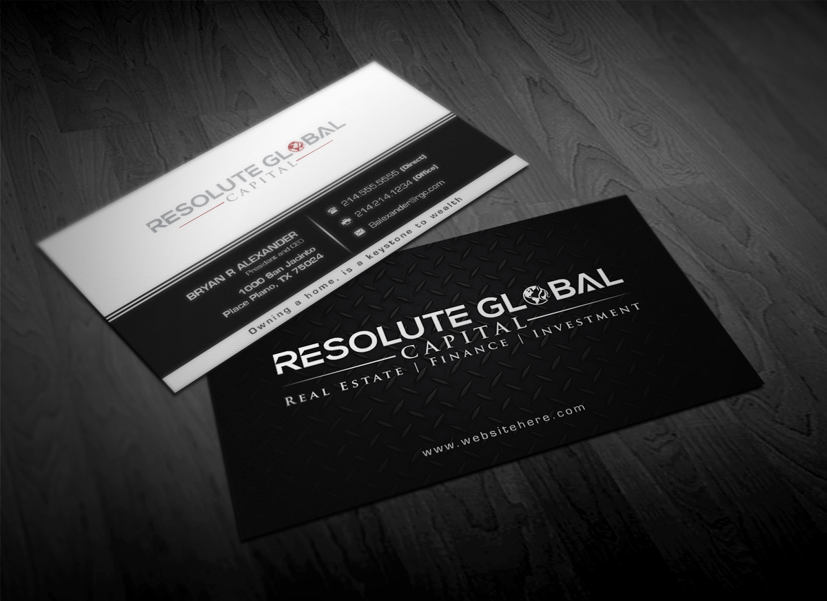 Diseño de Tarjeta de Presentación por Pointless Pixels India para resolute global capital | Diseño #13989454