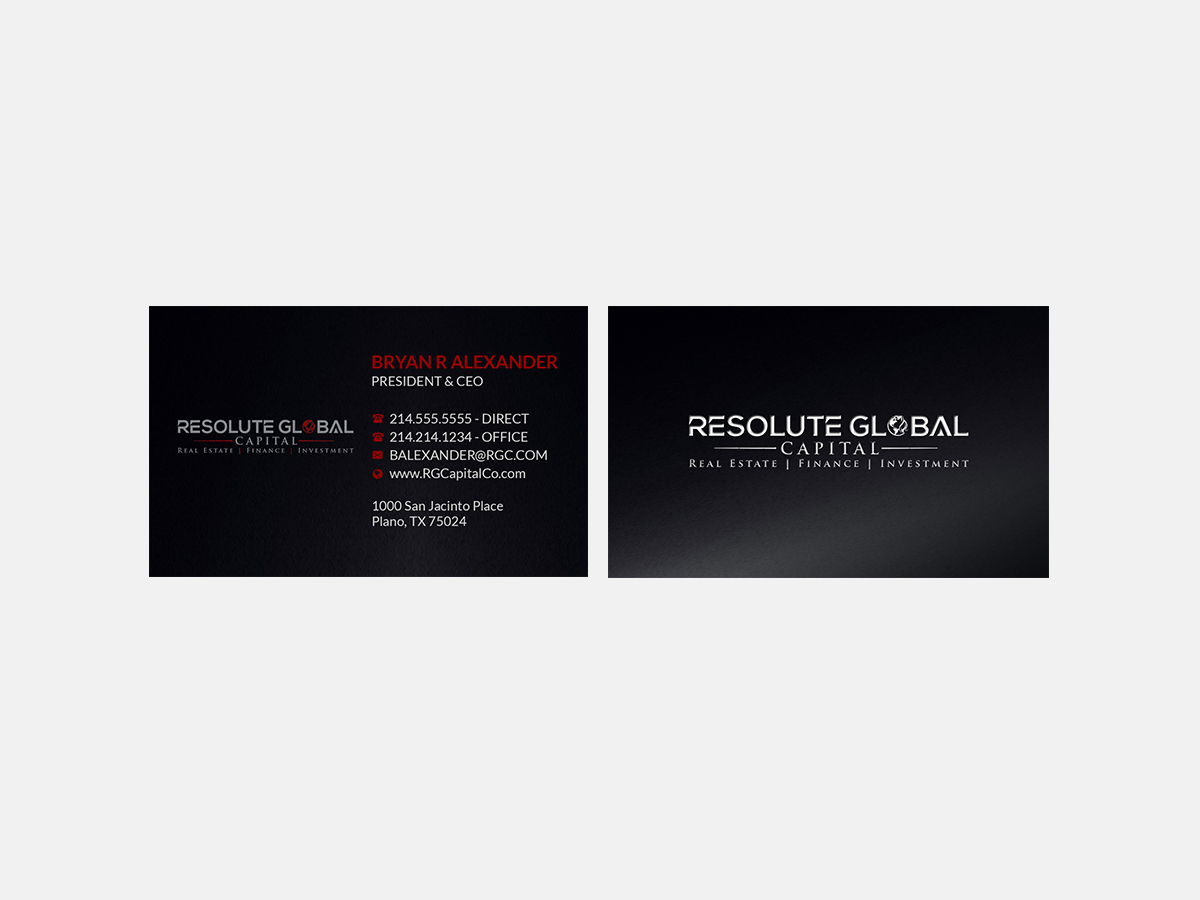 Business Card Design by Creations Box 2015 for resolute global capital | Design #14008731