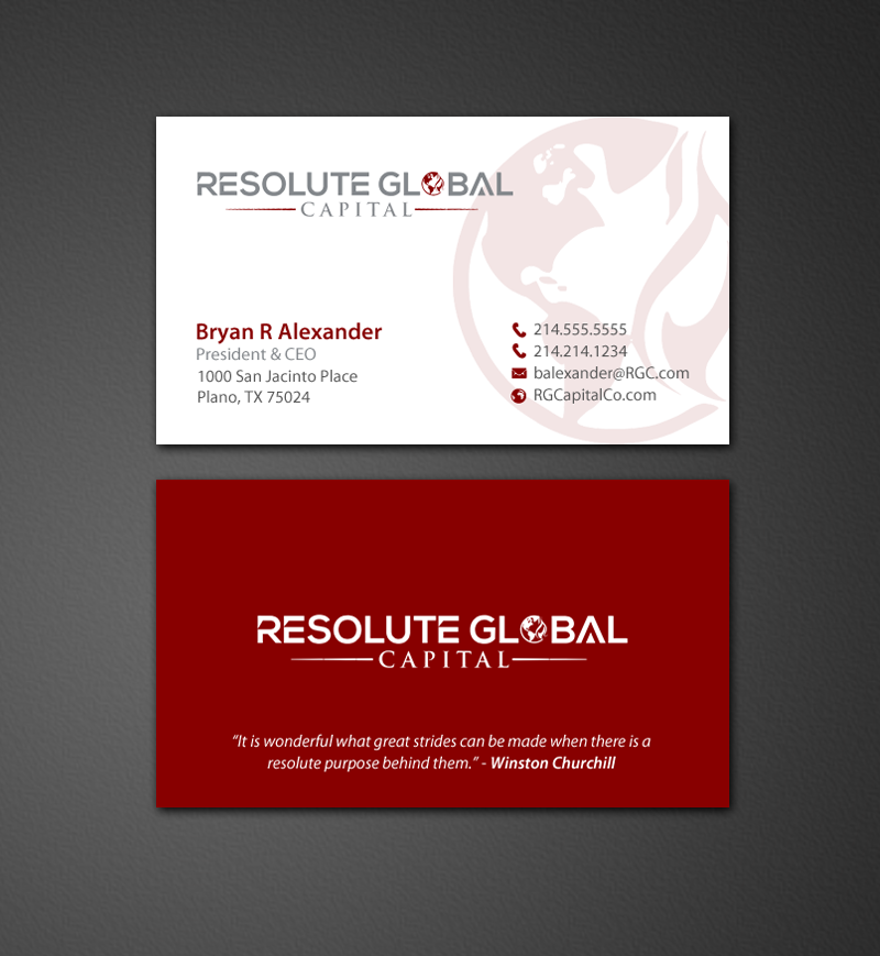 Design de Carte de Visite par chandrayaan.creative pour resolute global capital | Design #14013797