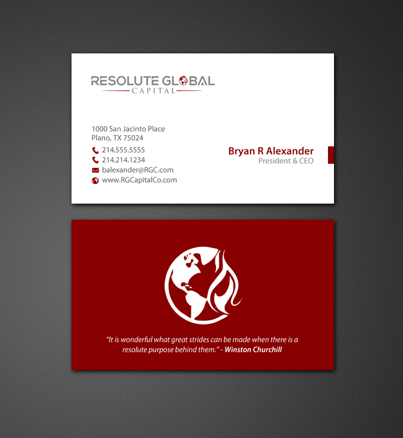 Diseño de Tarjeta de Presentación por chandrayaan.creative para resolute global capital | Diseño #14013818