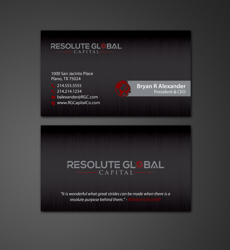 Diseño de Tarjeta de Presentación por chandrayaan.creative para resolute global capital | Diseño #14013821