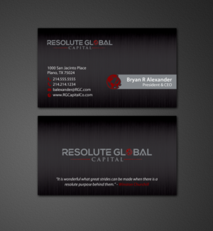 Design de Carte de Visite par chandrayaan.creative pour resolute global capital | Design : #14013821