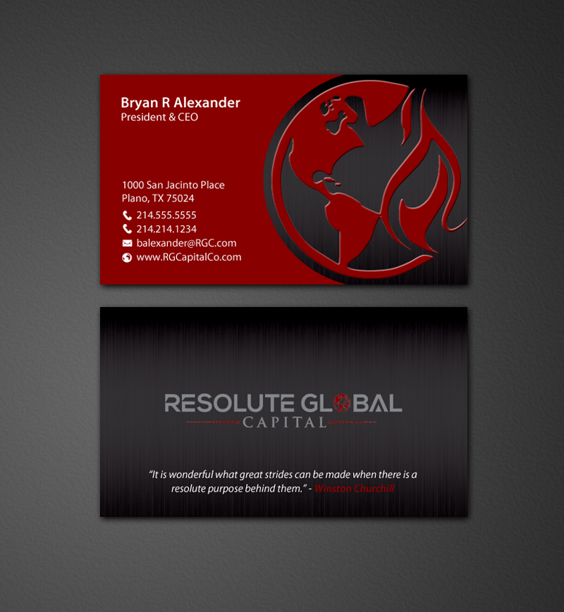 Diseño de Tarjeta de Presentación por chandrayaan.creative para resolute global capital | Diseño #14013822