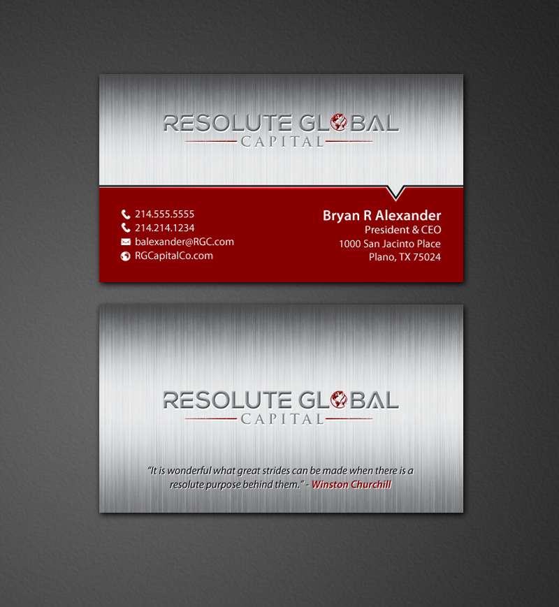 Diseño de Tarjeta de Presentación por chandrayaan.creative para resolute global capital | Diseño #14014199