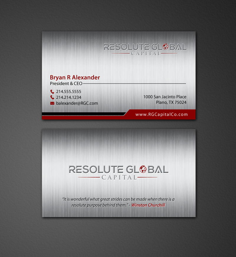 Design de Carte de Visite par chandrayaan.creative pour resolute global capital | Design #14014205