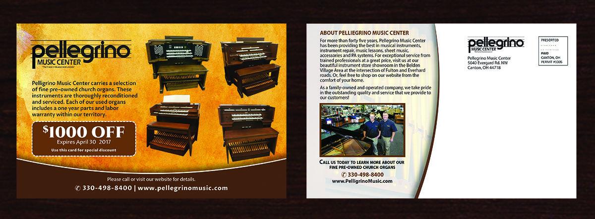 Postcard Design by Venus L. Penaflor for Pellegrino Music Center | Design #14033260