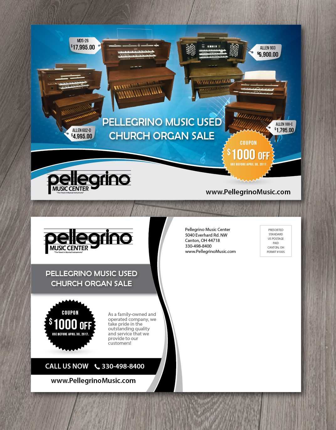 Postcard Design by alex989 for Pellegrino Music Center | Design #14014454