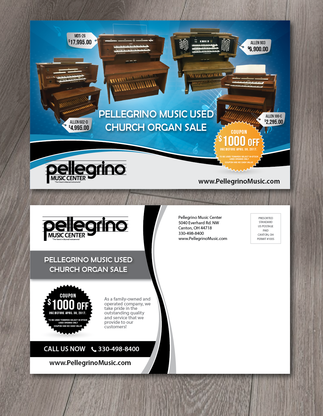 Postcard Design by alex989 for Pellegrino Music Center | Design #14163027