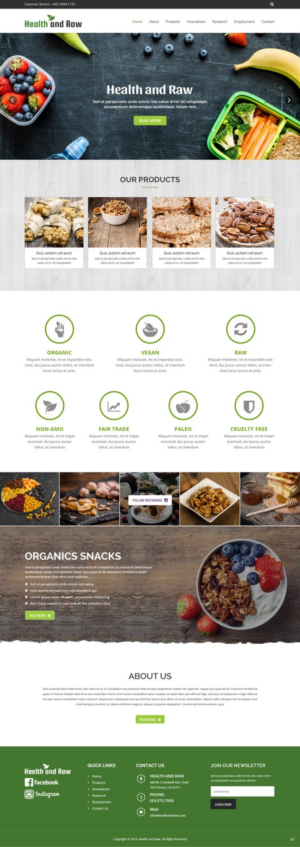 Healthy Snack Website with potential for logos, business card