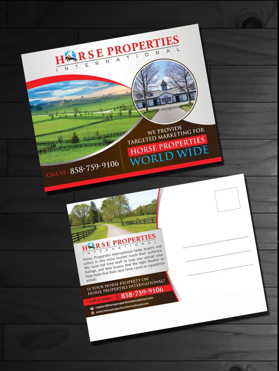 Postcard Design by innovative earth for Horse Properties International | Design #18734809