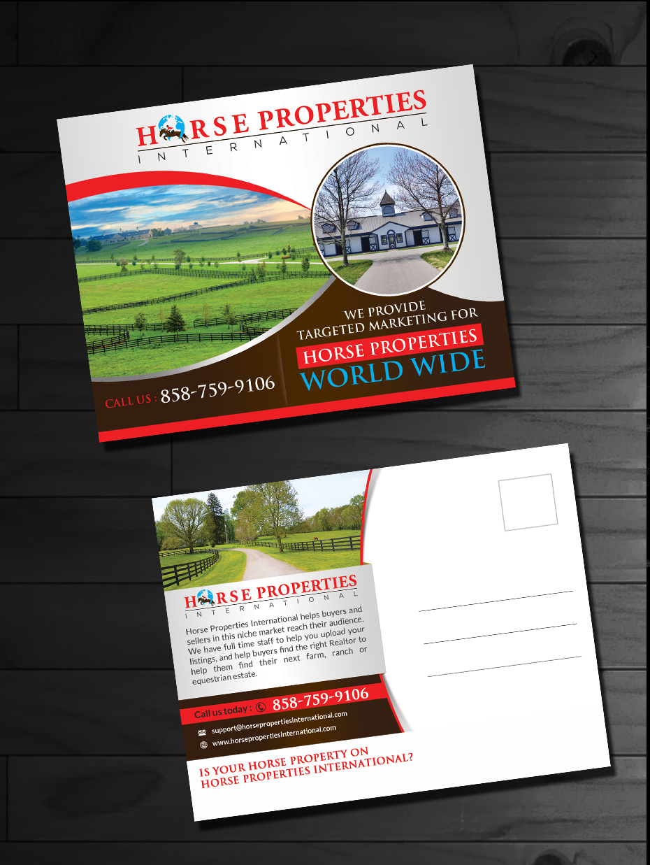 Postcard Design by innovative earth for Horse Properties International | Design #18734964