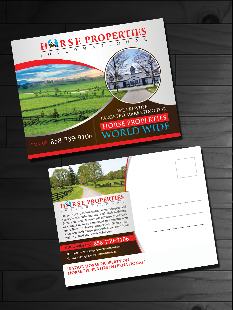 Postcard Design by innovative earth for Horse Properties International | Design #18839699