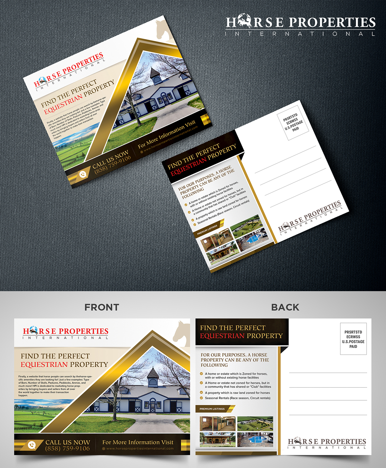 Diseño de Postal por SAI DESIGNS para Horse Properties International | Diseño #18725254
