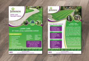 Professional Lawn Treatment flyer (double sided) needed for established gardening company | Flyer Design by alex989
