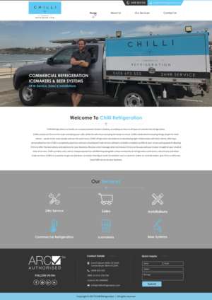 Commercial refrigeration company requires a one page website. A new wave,fresh looking trade service