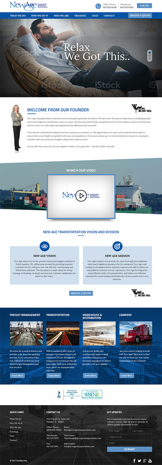 Web Design by RupalTechno for New Age Transportation Inc | Design #14191897