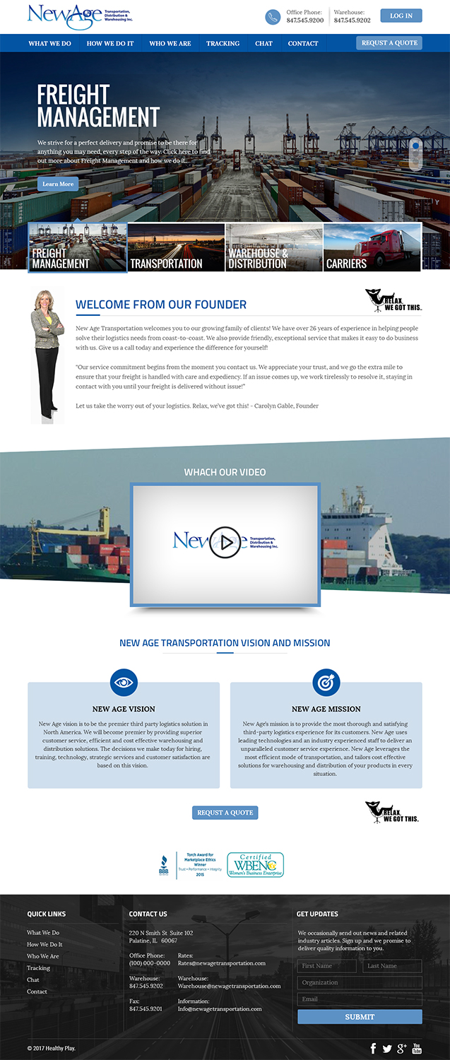Web Design by RupalTechno for New Age Transportation Inc | Design #14192767