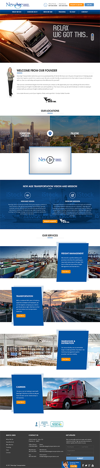 Web Design by RupalTechno for New Age Transportation Inc | Design #14226704