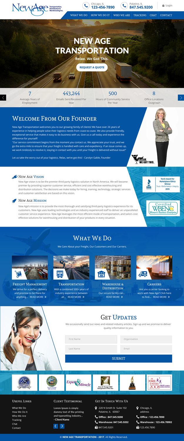 Web Design by rightway for New Age Transportation Inc | Design #14177078