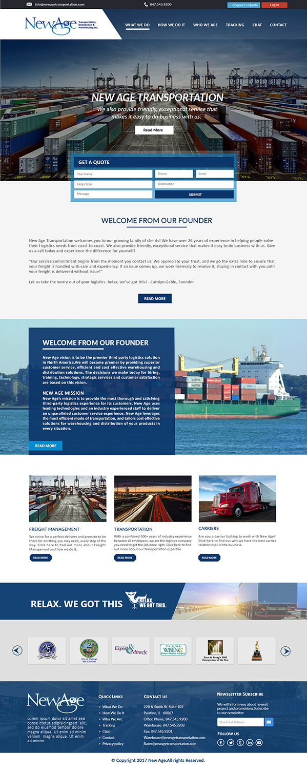 Web Design by bdesigner9 for New Age Transportation Inc | Design #14181473