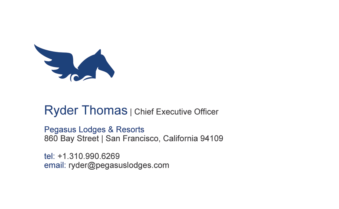 Business Card Design by diRtY.EMM for Pegasus Lodges & Resorts | Design #2533809