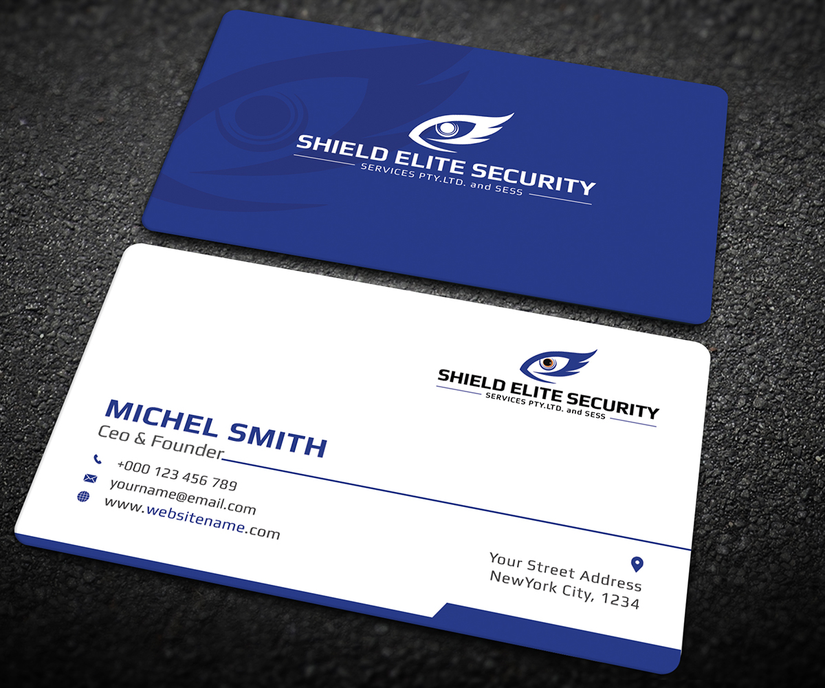 Business Card Design by Graphic Flame for Shield Elite Security Services PTY. LTD. | Design #14094849
