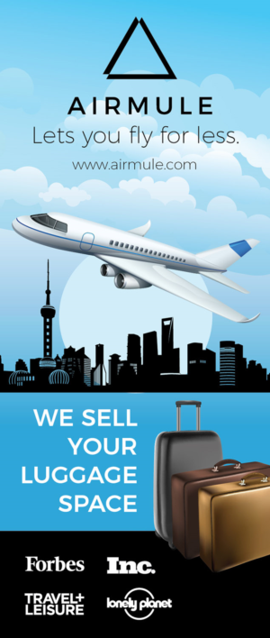 Airmule Banner for travelers to fly for less as air couriers  | Poster Design by falcon.wings