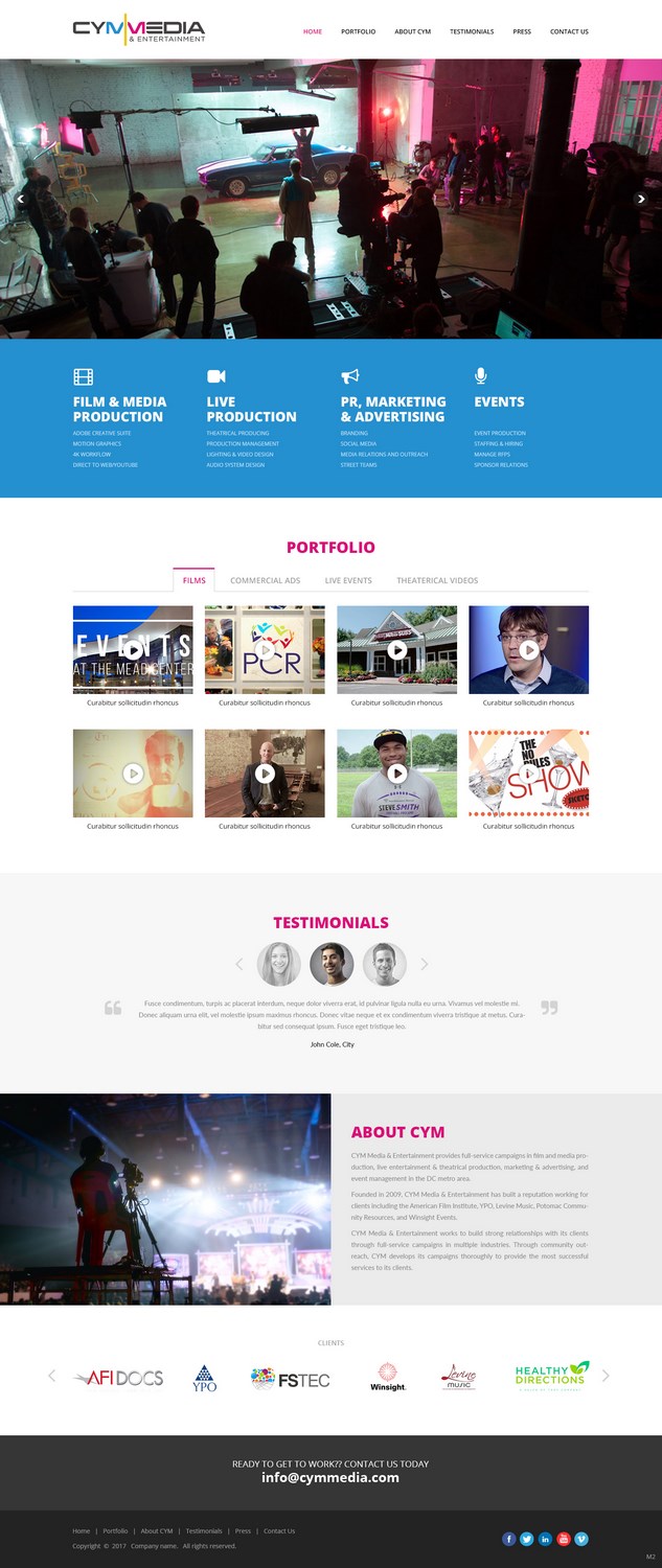 Web Design by pb for CYM Media & Entertainment | Design #14087518