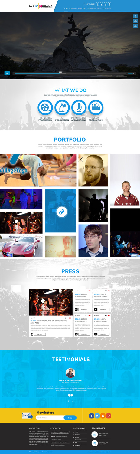 Diseño Web por Impressive Solutions para CYM Media & Entertainment | Diseño #14119331