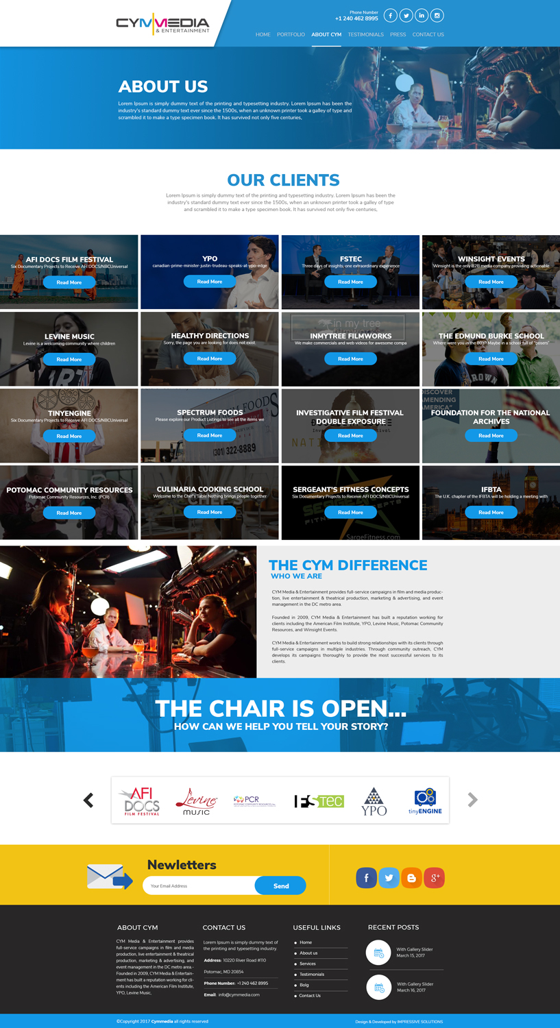 Web Design by Impressive Sol for CYM Media & Entertainment | Design #14145491