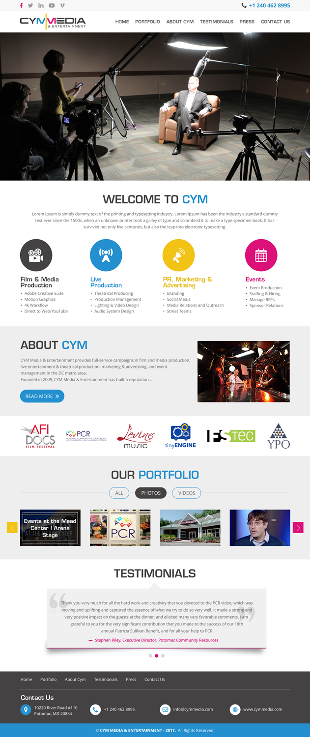 Web Design by rightway for CYM Media & Entertainment | Design #14090488