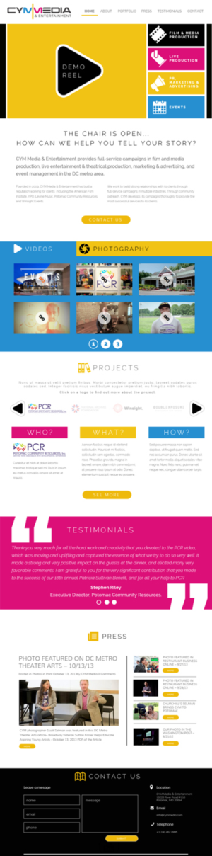 Web Design by steercreative for CYM Media & Entertainment | Design #14174113