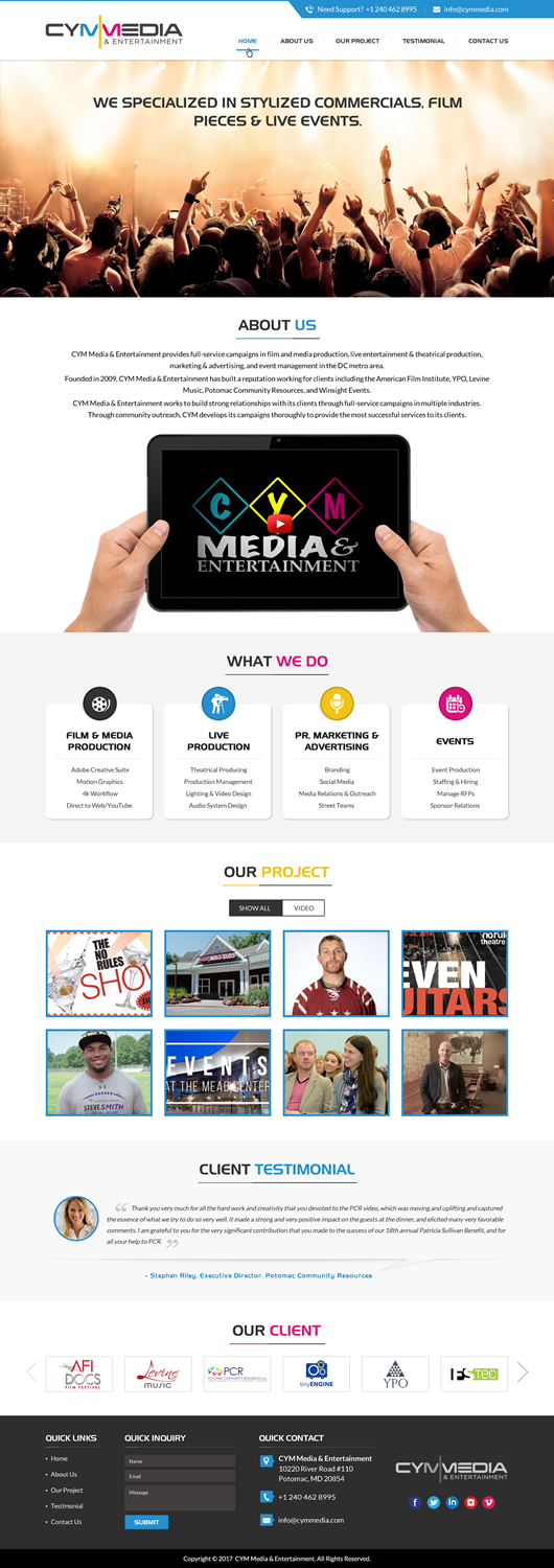 Web Design by jdv for CYM Media & Entertainment | Design #14102625
