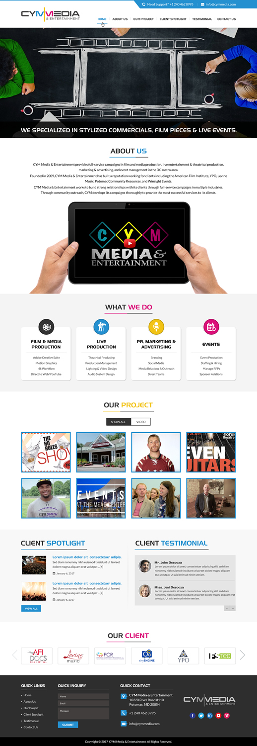 Web Design by jdv for CYM Media & Entertainment | Design #14147419