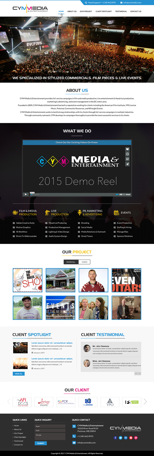 Web Design by jdv for CYM Media & Entertainment | Design #14177536