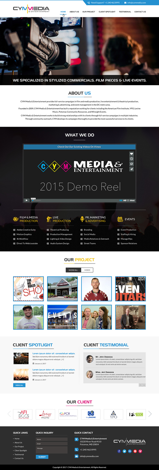 Web Design by jdv for CYM Media & Entertainment | Design #14177537