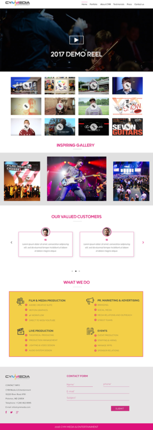 Web Design by e2developers for CYM Media & Entertainment | Design: #14233719
