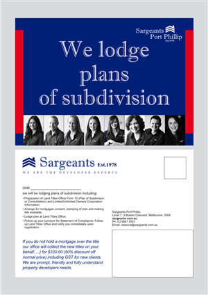 Postcard design- Promoting Conveyancing services to Property Developers | Design de Brochure par Atvento Graphics