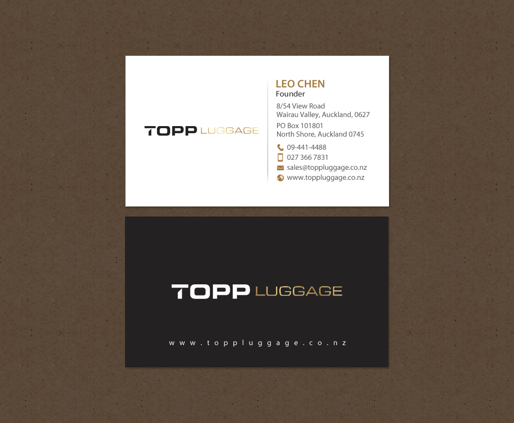 Business Card Design by chandrayaan.creative for Topp Luggage | Design #14138820