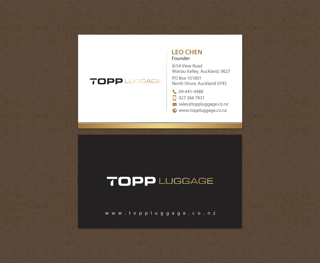 Business Card Design by chandrayaan.creative for Topp Luggage | Design #14138821