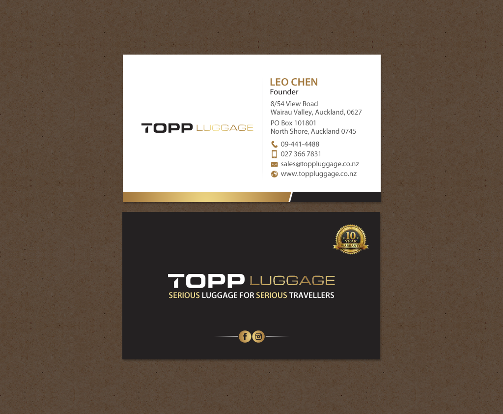 Business Card Design by chandrayaan.creative for Topp Luggage | Design #14138824