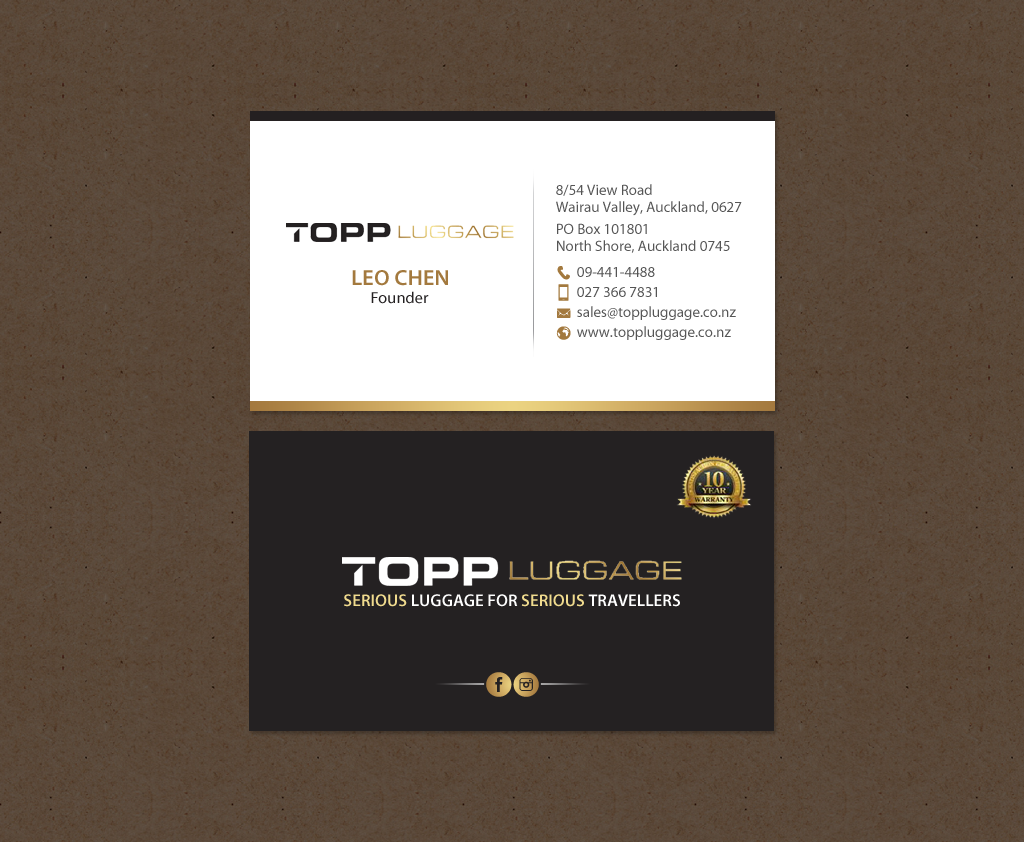 Business Card Design by chandrayaan.creative for Topp Luggage | Design #14138833