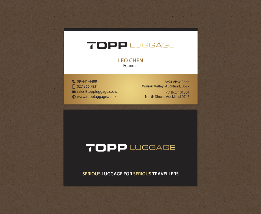 Business Card Design by chandrayaan.creative for Topp Luggage | Design #14138847